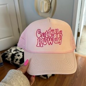 pink trucker hat